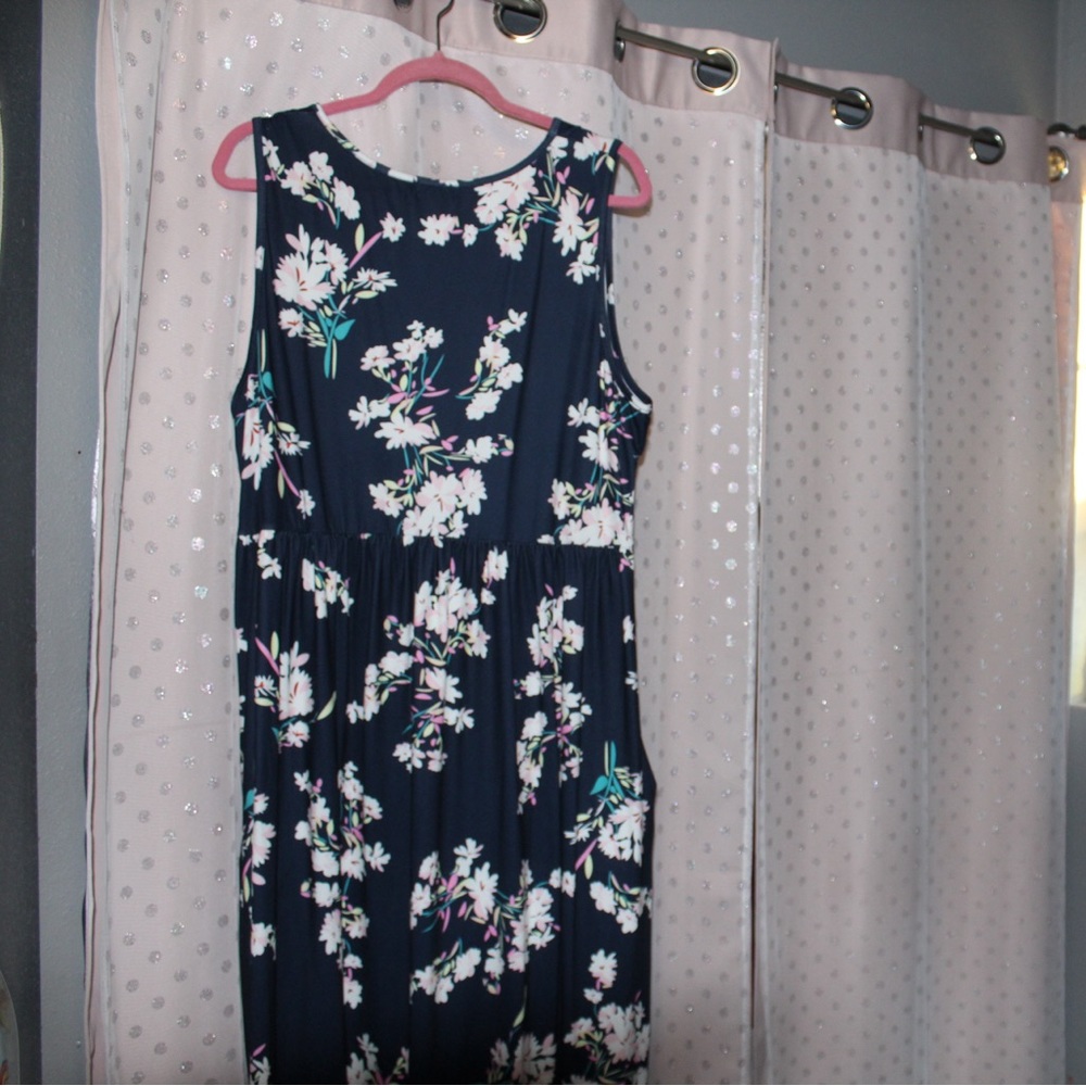 Maxi Navy blue flower dress